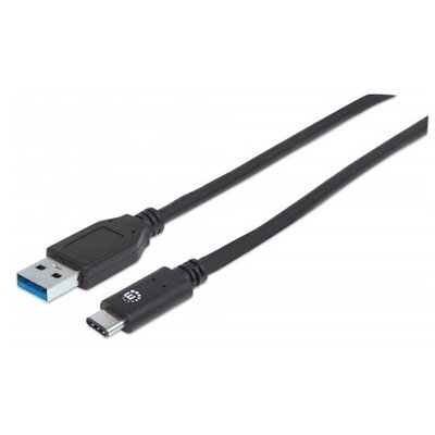 Manhattan Kábel - USB3.0 to Type-C kábel, 1m, Fekete