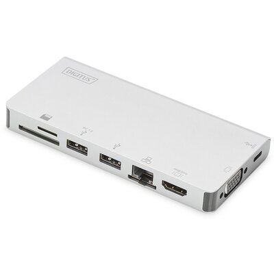 Digitus DA-70866 USB-C utazó 8 portos univerzális notebook dokkoló állomás