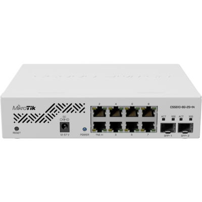 MIKROTIK Cloud Smart Switch 8x1000Mbps + 2x10000Mbps SFP+, Menedzselhető, Rackes - CSS610-8G-2S+IN