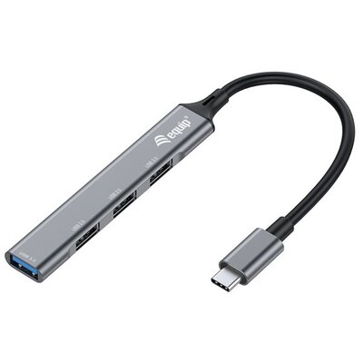 Equip-Life USB Hub - 128961 (USB-C, 4 Port,1xUSB3.2, 3xUSB2.0, USB tápellátás, kompakt dizájn, ezüst)