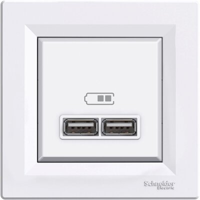 Schneider EPH2700221 ASFORA 2.1A/A+A/fehér dupla USB töltő