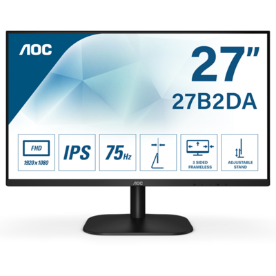 AOC IPS monitor 27" 27B2DA, 1920x1080, 16:9, 4ms, 250cd/m2, HDMI/VGA/DVI, hangszóró
