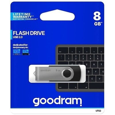 GOODRAM Pendrive 8GB, UTS2 USB 2.0, Fekete