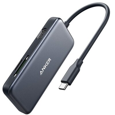 ANKER USB HUB, PowerExpend 5-in-1, USB-C Media Hub, 4K HDMI, 2xUSB3.0, SD/TF kártyaolvasóval - A8334HA1