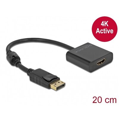 DELOCK Átalakító Displayport 1.2 male to HDMI female 4K aktív, fekete