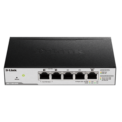 D-LINK Switch 5x1000Mbps(2xPOE) Fémházas Asztali Menedzselhető, DGS-1100-05PDV2