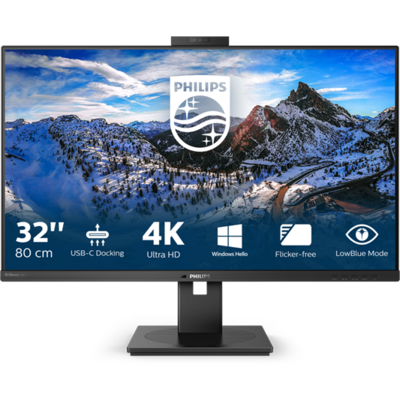 PHILIPS IPS monitor 31.5" 329P1H, 3840x2160, 16:9, 350cd/m2, 4ms, USB-C/4xUSB/DP/2xHDMI/LAN, hangszóró&webkamera