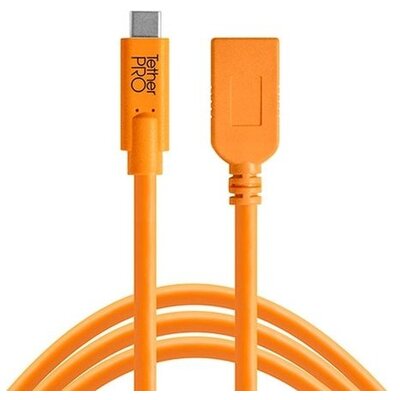 TetherPro USB-C to USB Female Adapter (extender), (4.6m) ORG