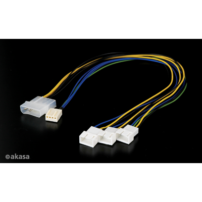 Akasa 4pin Molex - 3x 4pin PWM ventilátor kábel - 30cm - AK-CB002