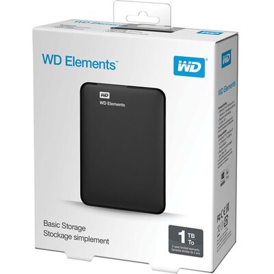 Western Digital Külső HDD 2.5" 1TB - WDBUZG0010BBK-WESN (Elements Portable, USB3.0, Fekete)