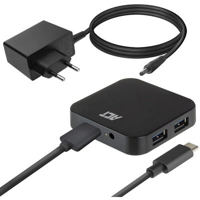 ACT AC6410 USB-C Hub 4 port with power supply