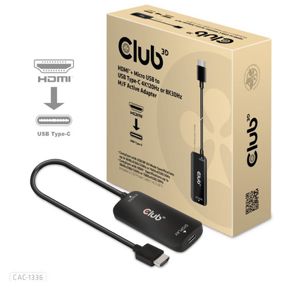 Club3D HDMI + Micro USB to USB Type-C 4K120Hz or 8K30Hz Active Adapter M/F