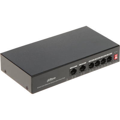 Dahua PoE switch - PFS3006-4ET-36 (4x100Mbps af/atPoE+ 2x100Mbps port, 36W)