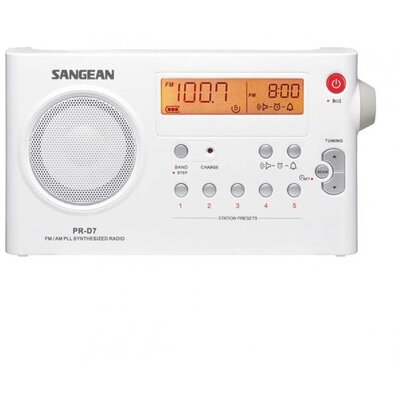 Sangean PR-D7PACKAGE W hordozható szintézeres AM/FM fehér táskarádió