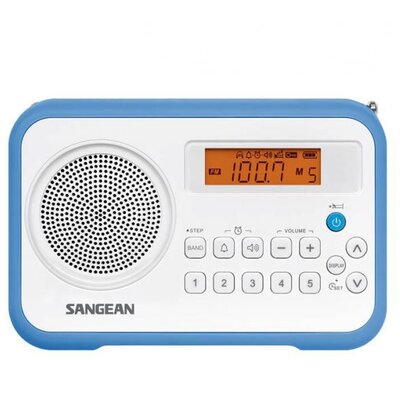 Sangean PR-D18W/B AM/FM-sztereó szintézeres kék hordozható rádió