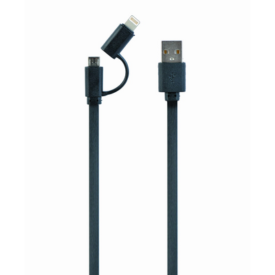 Gembird CC-USB2-AMLM2-1M USB Lightning charging combo cable 1m Black