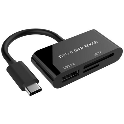 Gembird Compact USB Type-C SDXC combo Card Reader Black