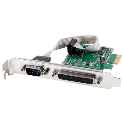 Gembird PEX-COMLPT-01 COM serial port + LPT port PCI-Express add-on card, with extra low-profile bracket