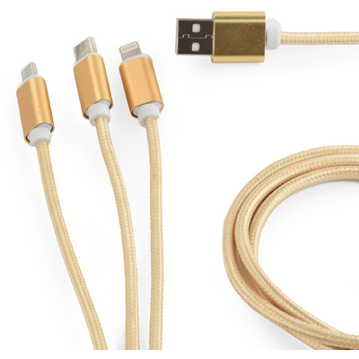 Gembird CC-USB2-AM31-1M-G USB 3-in-1 Charging cable 1m Gold