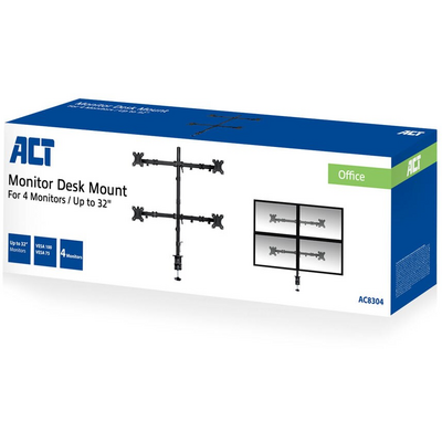 ACT AC8304 Monitor desk mount 4 screens up to 32" VESA Black