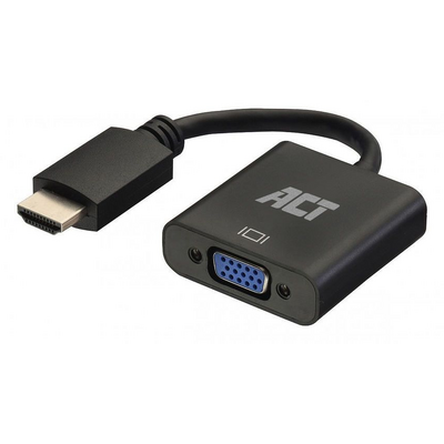 ACT AC7535 HDMI-A male to VGA female adapter with audio Black