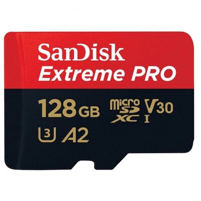 SANDISK Extreme Pro microSDXC 200/90MB/s A2 C10 V30 UHS-I U3 128GB