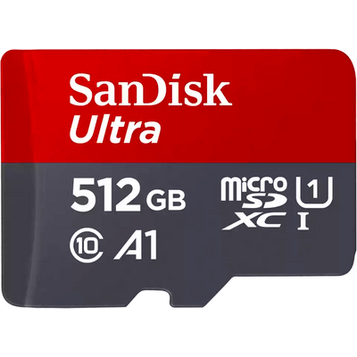 Sandisk 512GB microSDHC Ultra Class 10 UHS-I A1 (Android) + adapterrel