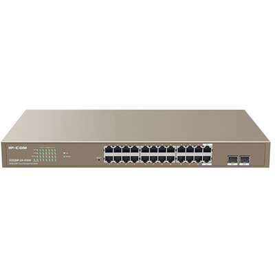 IP-COM Switch Vezérelhető PoE - G3326P-24-410W (24x1Gbps; 2x SFP; 24 af/at PoE+ port; 370W, Rackbe szerelhető)