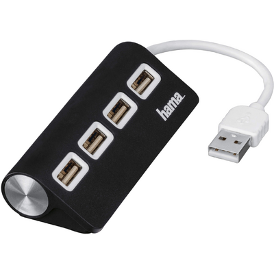 Hama 200119 fekete FIC USB 2.0 HUB, 1:4 BUSPOW.