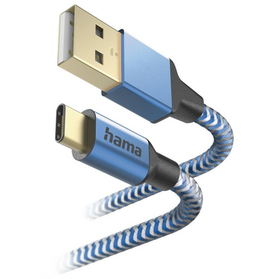 Hama 201558 FIC E3 USB Type-C "Reflective" 1,5m, kék adatkábel