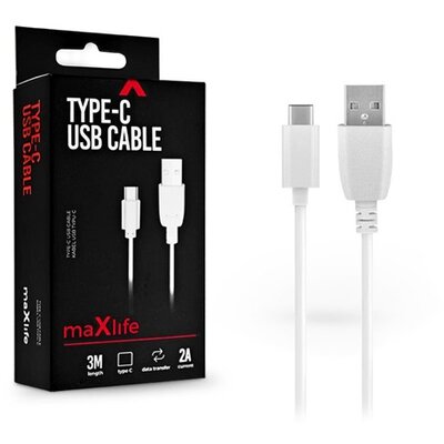Maxlife TF-0019 5V/2A 3m USB-Type-C fehér adat- és töltőkábel