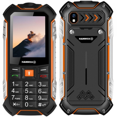 myPhone HAMMER Boost 2,4" 64/256GB LTE Dual SIM csepp-, por- és ütésálló mobiltelefon - fekete/narancssárga