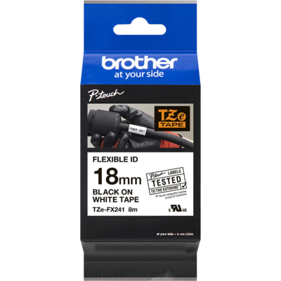 Brother TZE-FX241 laminált P-touch flexibilis szalag (18mm) Black on White - 8m