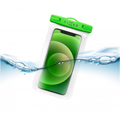 FIXED Waterproof floating pocket for mobile phone Float Edge with IPX8 certification, lime