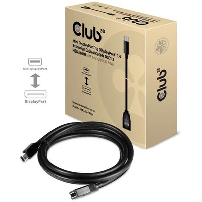 Club3D Mini DisplayPort to DisplayPort1.4 Extension Cable 8K60Hz DSC1.2 HBR3 HDR M/F 1m/3.28 ft