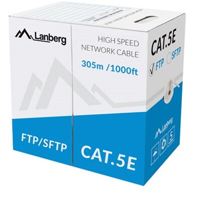 Lanberg LCF5-11CC-0305-S 305m Cat5e FTP szürke árnyékolt réz bevonatú alumínium patch kábel