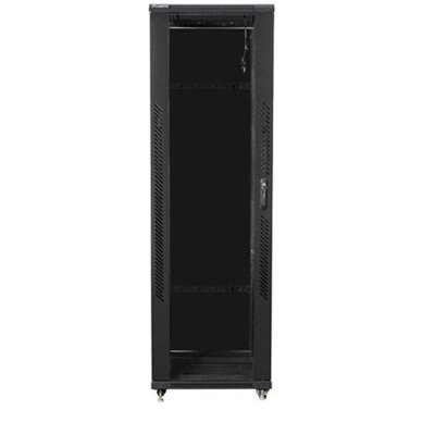 Lanberg FF01-8842-12B 19" 42U SZÉL:800mm MÉLY:800mm MAG:2047mm üvegajtós fekete rack szekrény