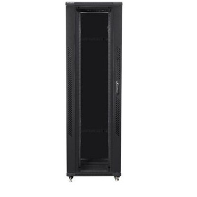 Lanberg FF01-8242-12B 19" 42U SZÉL:800mm MÉLY:1200mm MAG:2047mm üvegajtós fekete rack szekrény