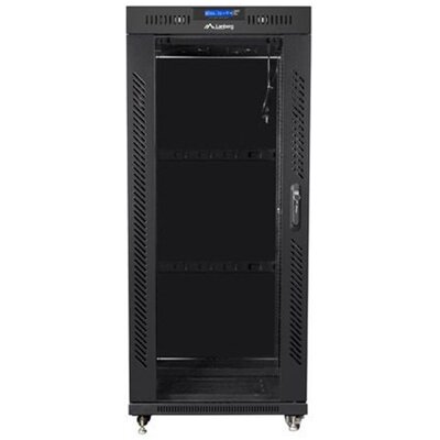 Lanberg FF01-8037-12BL 19" 37U SZÉL:800mm MÉLY:1000mm MAG:1883mm üvegajtós fekete rack szekrény