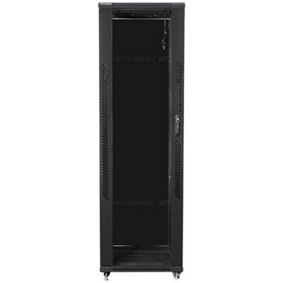 Lanberg FF01-6042-12B 19" 42U SZÉL:600mm MÉLY:1000mm MAG:2047mm üvegajtós fekete rack szekrény