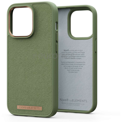 Njord Suede Comfort+ Case iPhone 14 Pro Olive