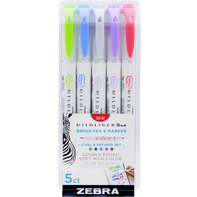 Zebra Mildliner Brush Cool&Refined 5db-os kettős végű ecset marker