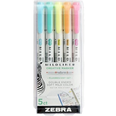 Zebra Mildliner Fluorescent 5db-os kettős végű szövegkiemelő készlet