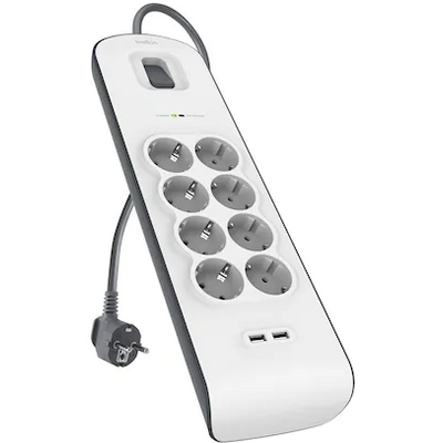 Belkin BSV804VF2M Túlfeszültségvédő Kapcsolóval 8DIN 2m White