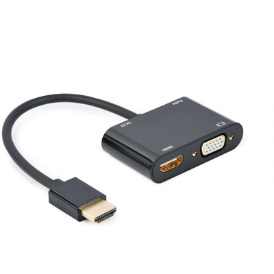 Gembird A-HDMIM-HDMIFVGAF HDMI male to HDMI female + VGA female + audio adapter cable Black