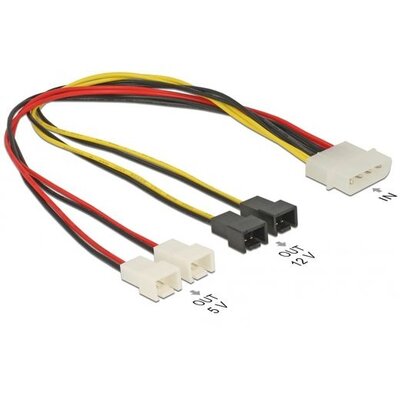 DELOCK Cable power Molex 4 pin male -> 4 x 2 pin fan