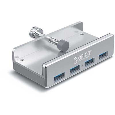 Orico USB3.0 Hub - MH4PU-SV /161/(4 port, Bemenet: USB-A, Kimenet: 4xUSB-A, rögzíthető, ezüst)