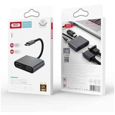 XO XOP-HUB001-TYPEC-SV Type-C/USB/HDMI ezüst HUB
