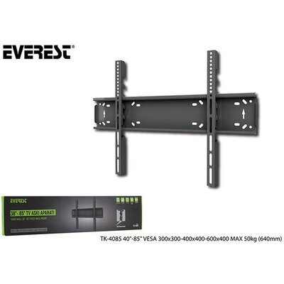 Everest TV állvány - TK-4085 (38"-85"-ig, Fali, ultra keskeny, 50kg teherbírás, Fekete)