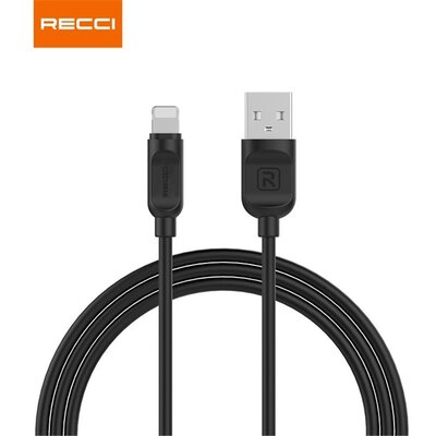 Recci RCL-P100B 1m Lightning - USB fekete adat- és töltőkábel